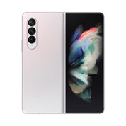 Samsung Galaxy Z Fold3 in Phantom Silver, open rear view