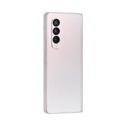 Samsung Galaxy Z Fold3 in Phantom Silver, angled rear view
