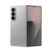 Samsung Galaxy Z Fold7 in Silver Shadow, front and rear view