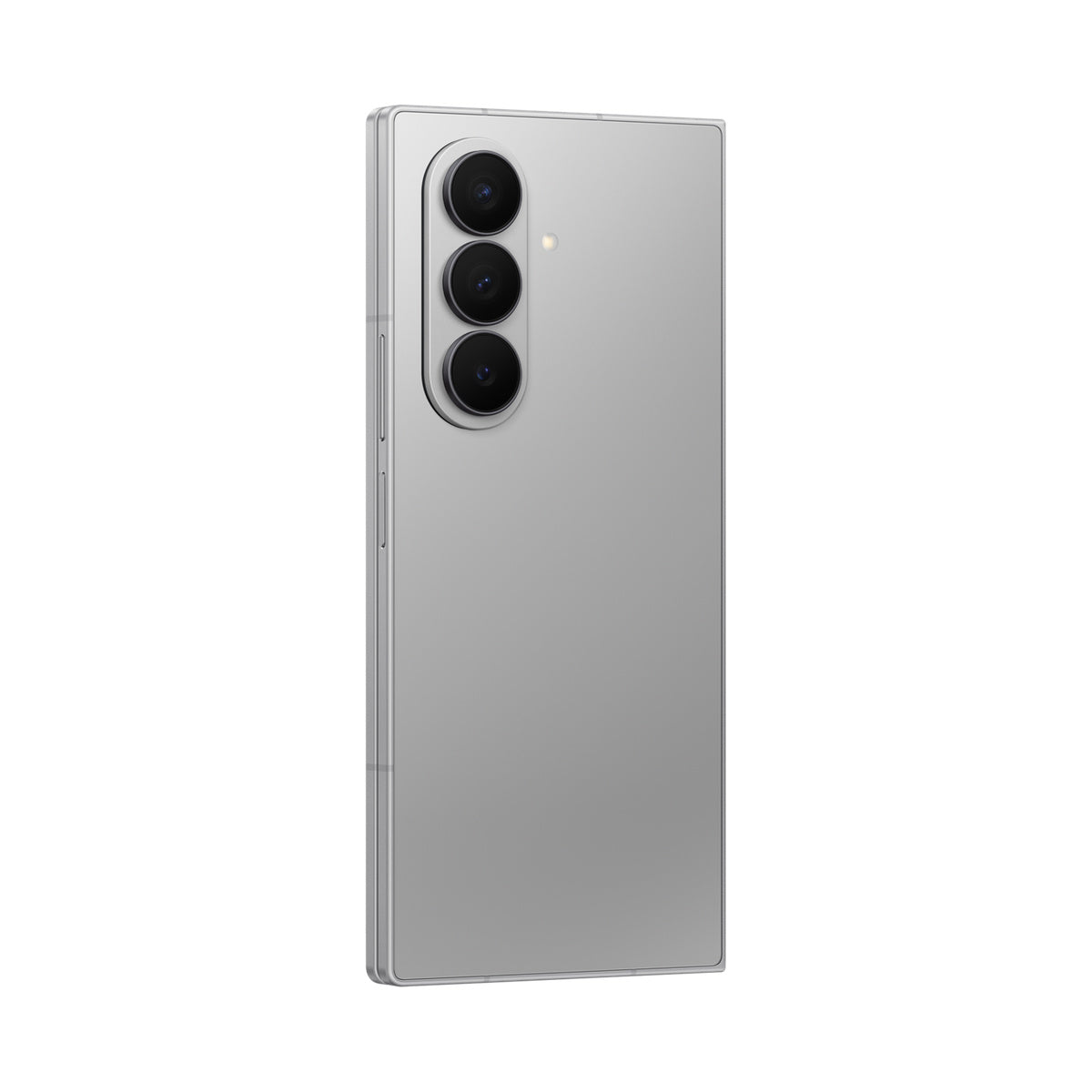 Samsung Galaxy Z Fold7 in Silver Shadow, angled rear view