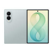Samsung Galaxy Z Fold8 in Pistachio, front and rear view