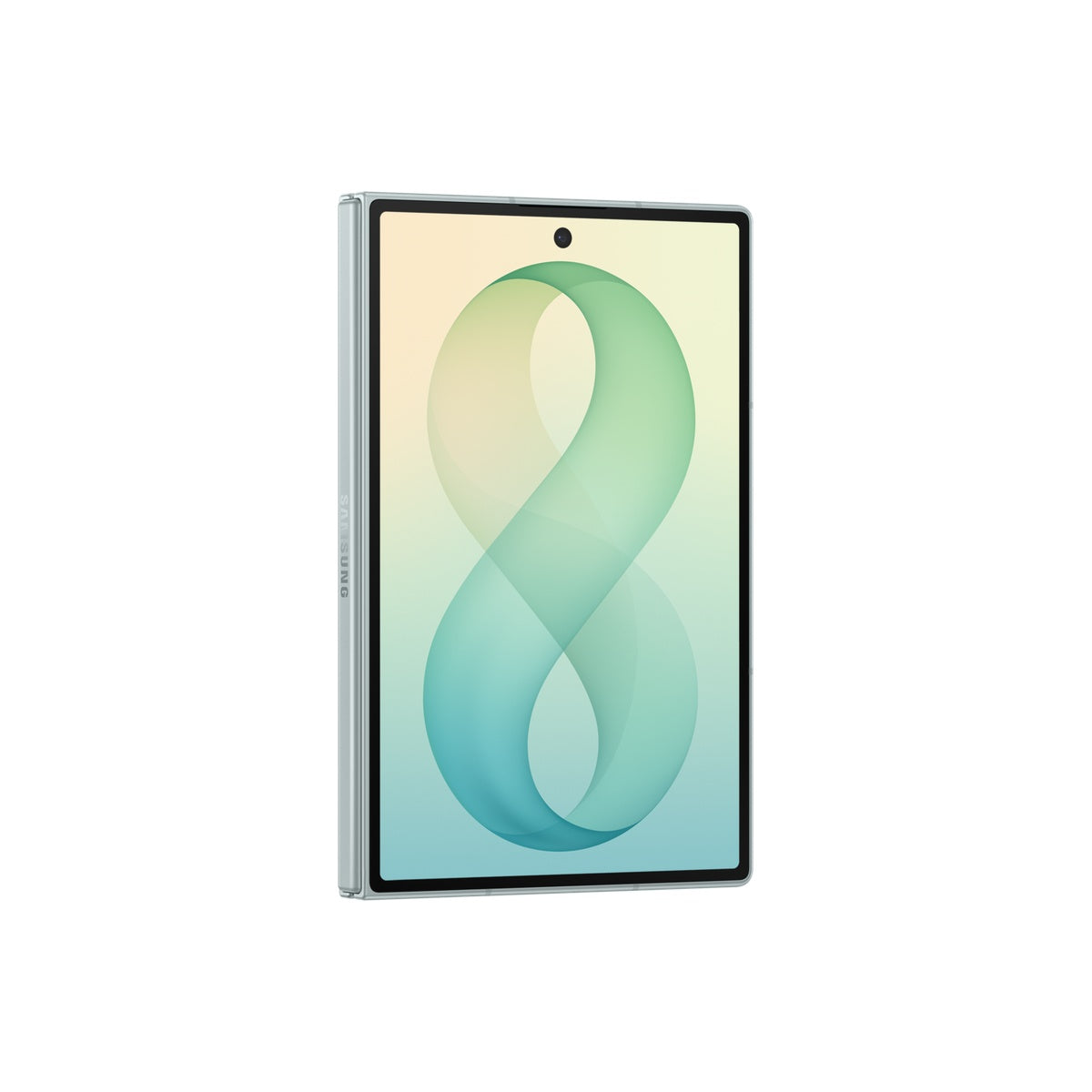 Samsung Galaxy Z Fold8 in Pistachio, angled cover screen