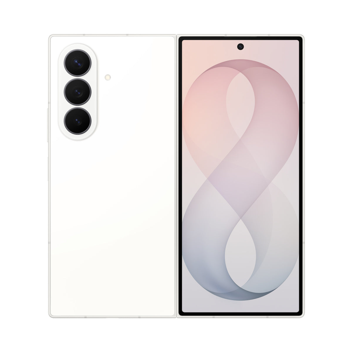 Samsung Galaxy Z Fold8 Ultra in Cream, unfolded rear and cover screen