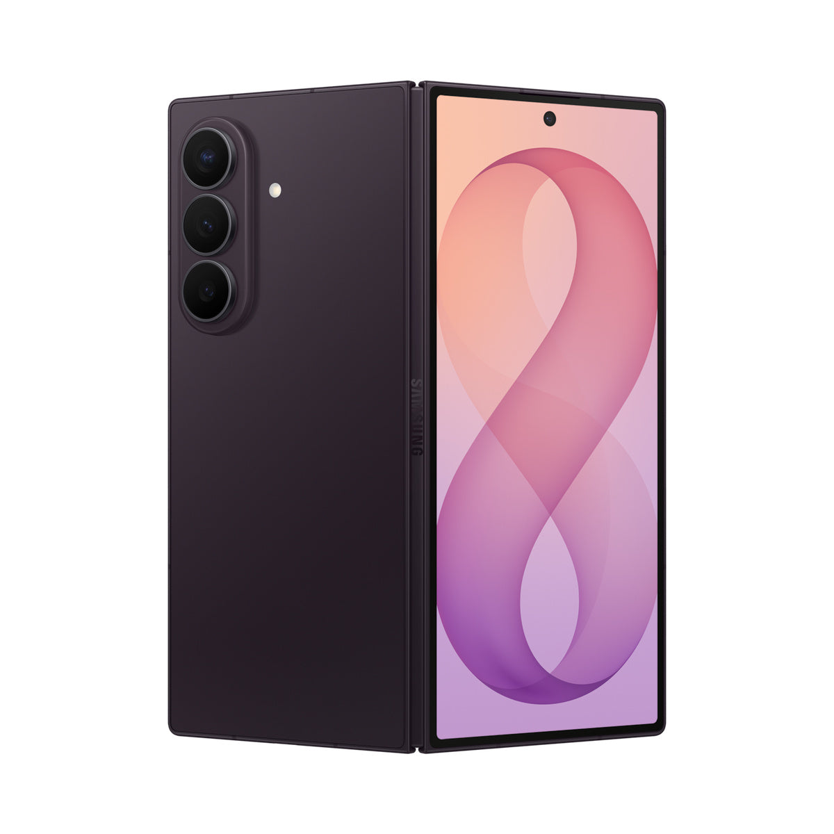 Samsung Galaxy Z Fold8 Ultra in Violet Shadow, front and rear view